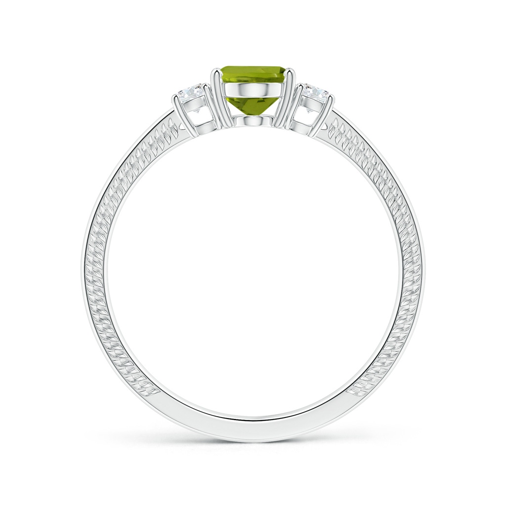 8.02x5.97x4.09mm AAA GIA Certified Three Stone Oval Peridot Reverse Tapered Shank Ring with Leaf Motifs in P950 Platinum Side 199