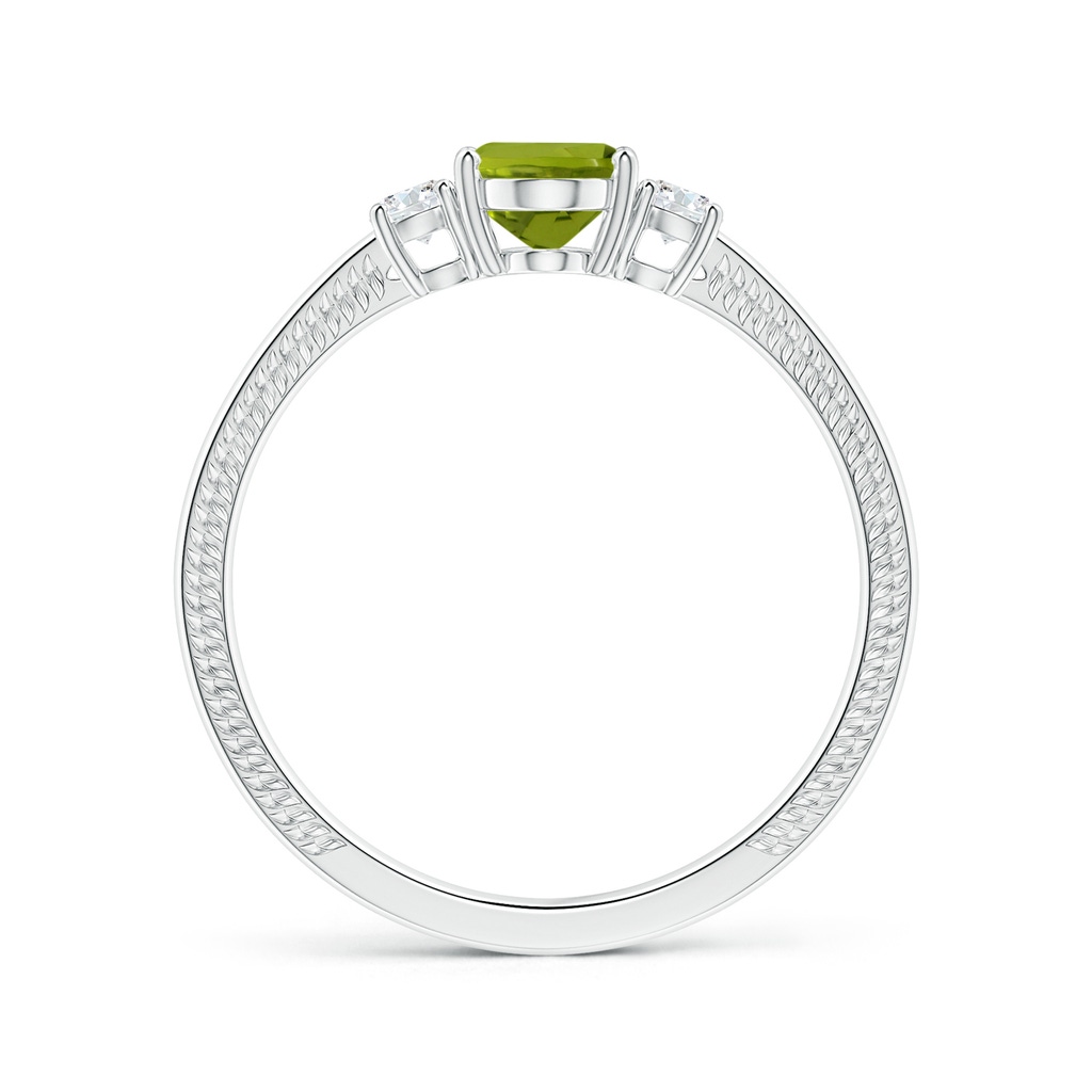 8.02x5.97x4.09mm AAA GIA Certified Three Stone Oval Peridot Reverse Tapered Shank Ring with Leaf Motifs in P950 Platinum - side 199