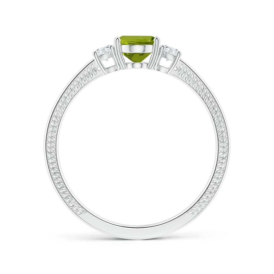 8.02x5.97x4.09mm AAA GIA Certified Three Stone Oval Peridot Reverse Tapered Shank Ring with Leaf Motifs in P950 Platinum side 199