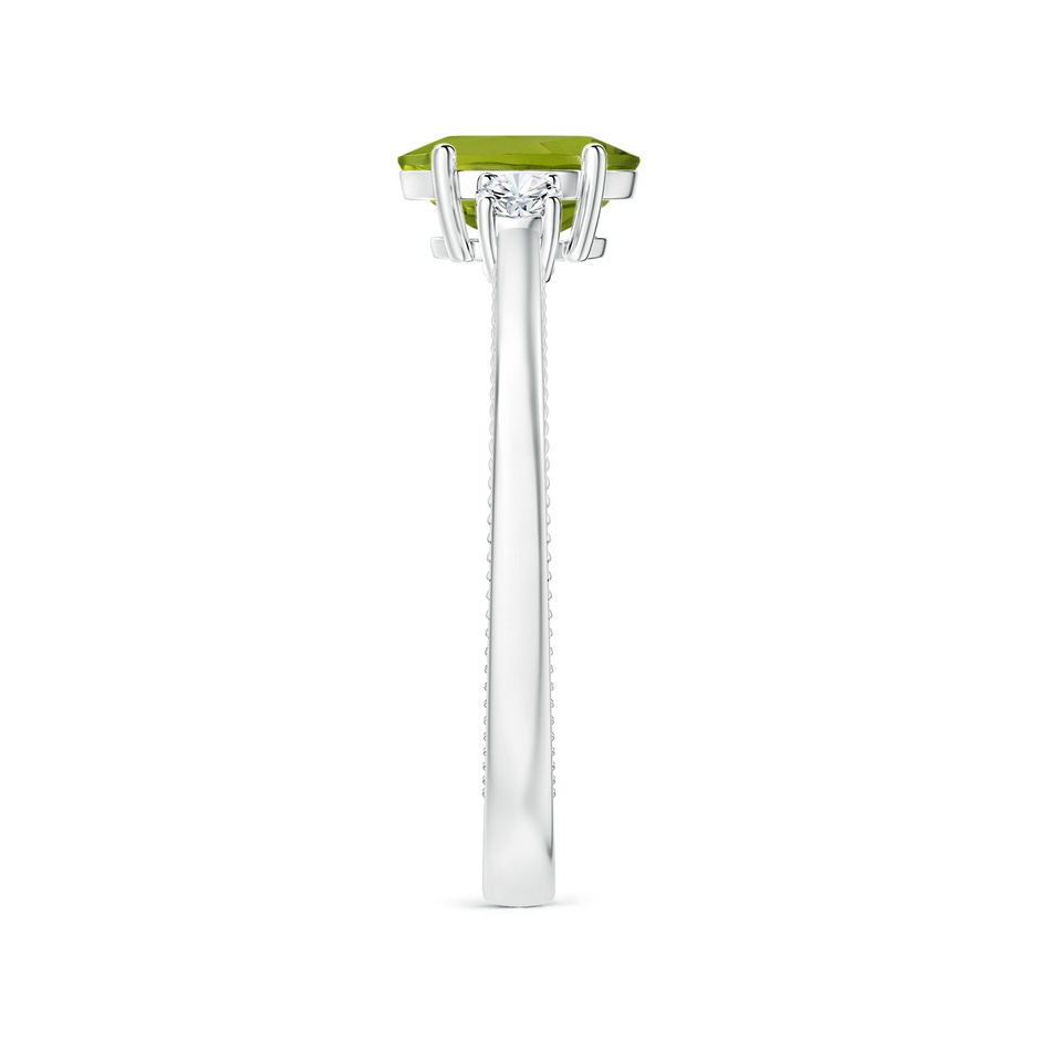 8.02x5.97x4.09mm AAA GIA Certified Three Stone Oval Peridot Reverse Tapered Shank Ring with Leaf Motifs in P950 Platinum side 399