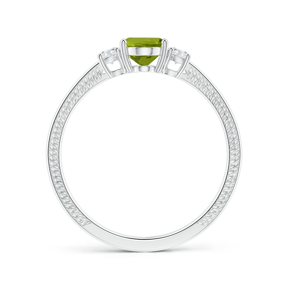 8.02x5.97x4.09mm AAA GIA Certified Three Stone Oval Peridot Reverse Tapered Shank Ring with Leaf Motifs in White Gold side 199