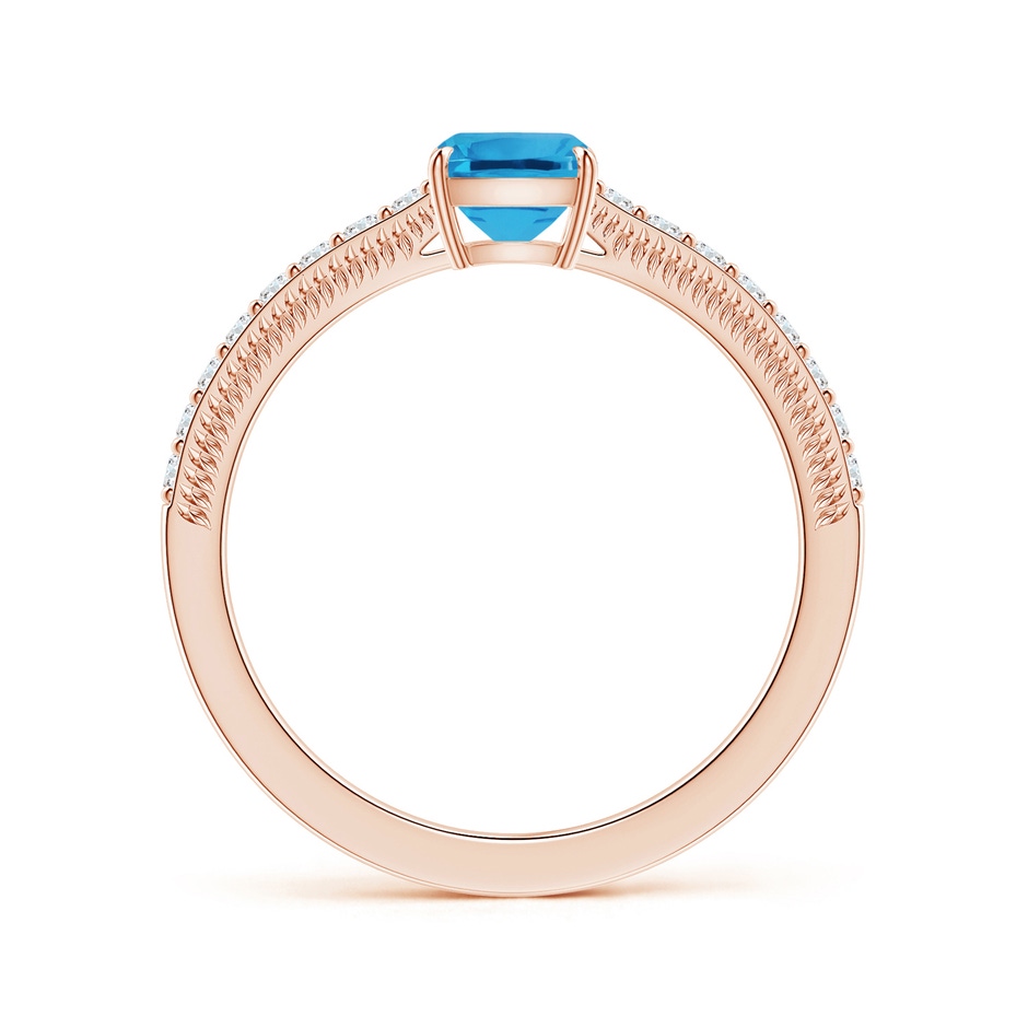 8.01x6.08x4.12mm AAAA Claw-Set GIA Certified Cushion Rectangular Swiss Blue Topaz Leaf Ring with Diamonds in 18K Rose Gold side 199