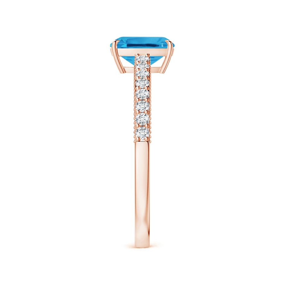 8.01x6.08x4.12mm AAAA Claw-Set GIA Certified Cushion Rectangular Swiss Blue Topaz Leaf Ring with Diamonds in 18K Rose Gold side 399