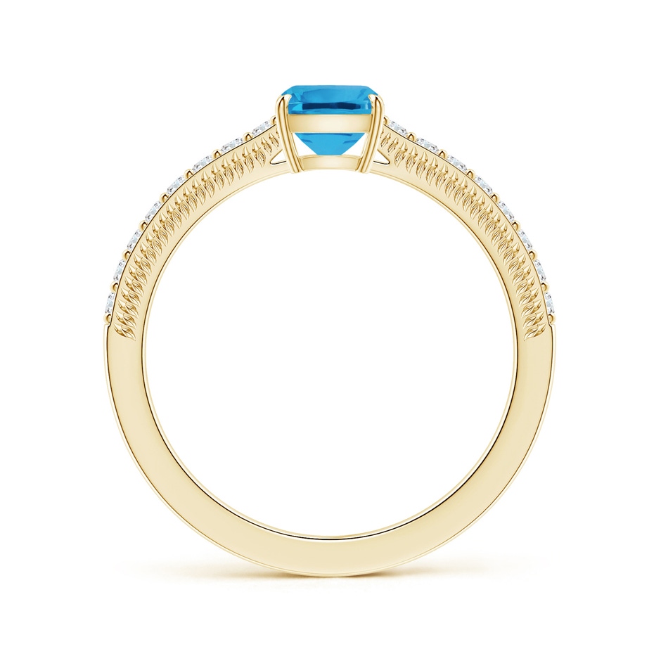 8.01x6.08x4.12mm AAAA Claw-Set GIA Certified Cushion Rectangular Swiss Blue Topaz Leaf Ring with Diamonds in 18K Yellow Gold side 199