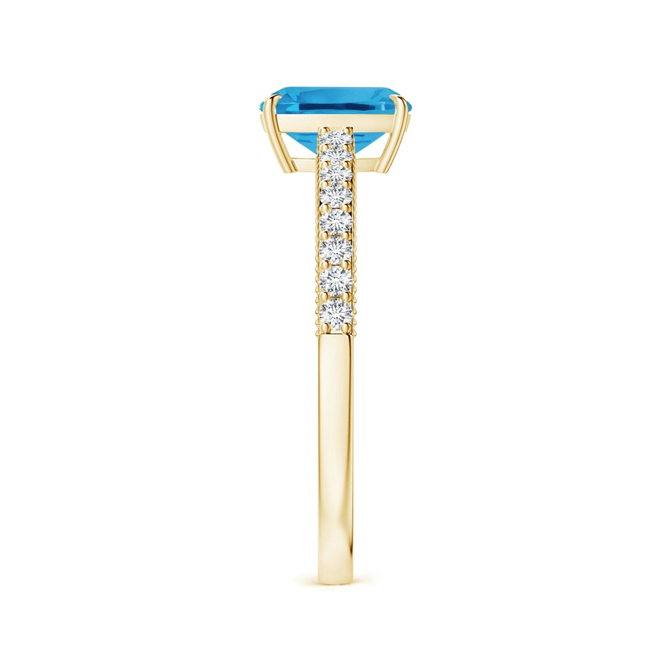 8.01x6.08x4.12mm AAAA Claw-Set GIA Certified Cushion Rectangular Swiss Blue Topaz Leaf Ring with Diamonds in 18K Yellow Gold side 399