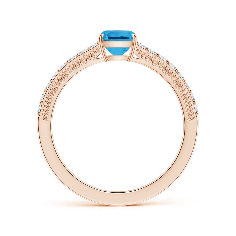 8.01x6.08x4.12mm AAAA Claw-Set GIA Certified Cushion Rectangular Swiss Blue Topaz Leaf Ring with Diamonds in Rose Gold side 199