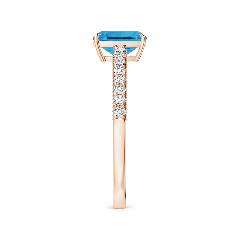 8.01x6.08x4.12mm AAAA Claw-Set GIA Certified Cushion Rectangular Swiss Blue Topaz Leaf Ring with Diamonds in Rose Gold side 399