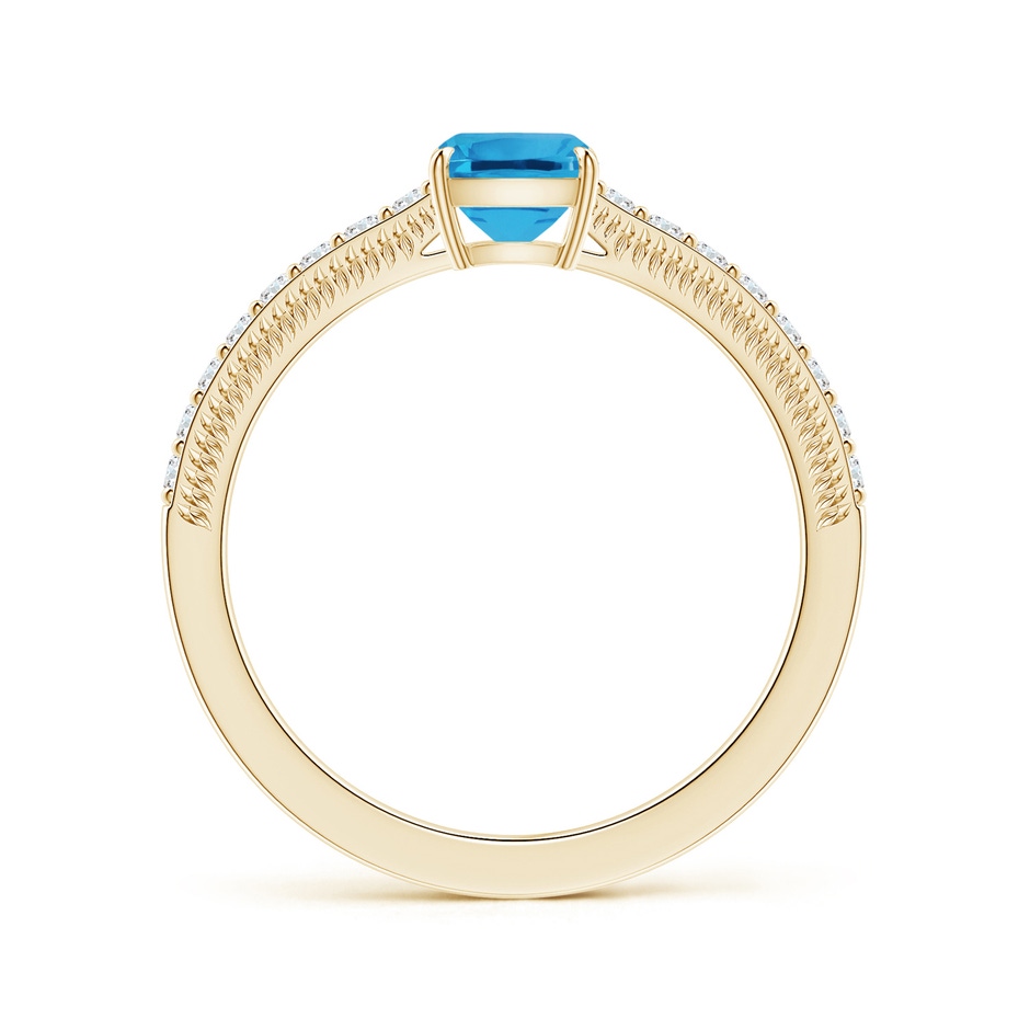8.01x6.08x4.12mm AAAA Claw-Set GIA Certified Cushion Rectangular Swiss Blue Topaz Leaf Ring with Diamonds in Yellow Gold side 199