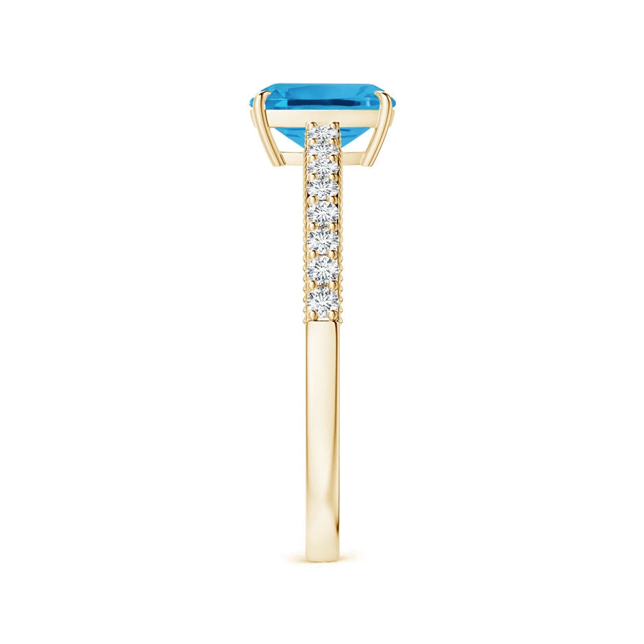 8.01x6.08x4.12mm AAAA Claw-Set GIA Certified Cushion Rectangular Swiss Blue Topaz Leaf Ring with Diamonds in Yellow Gold side 399