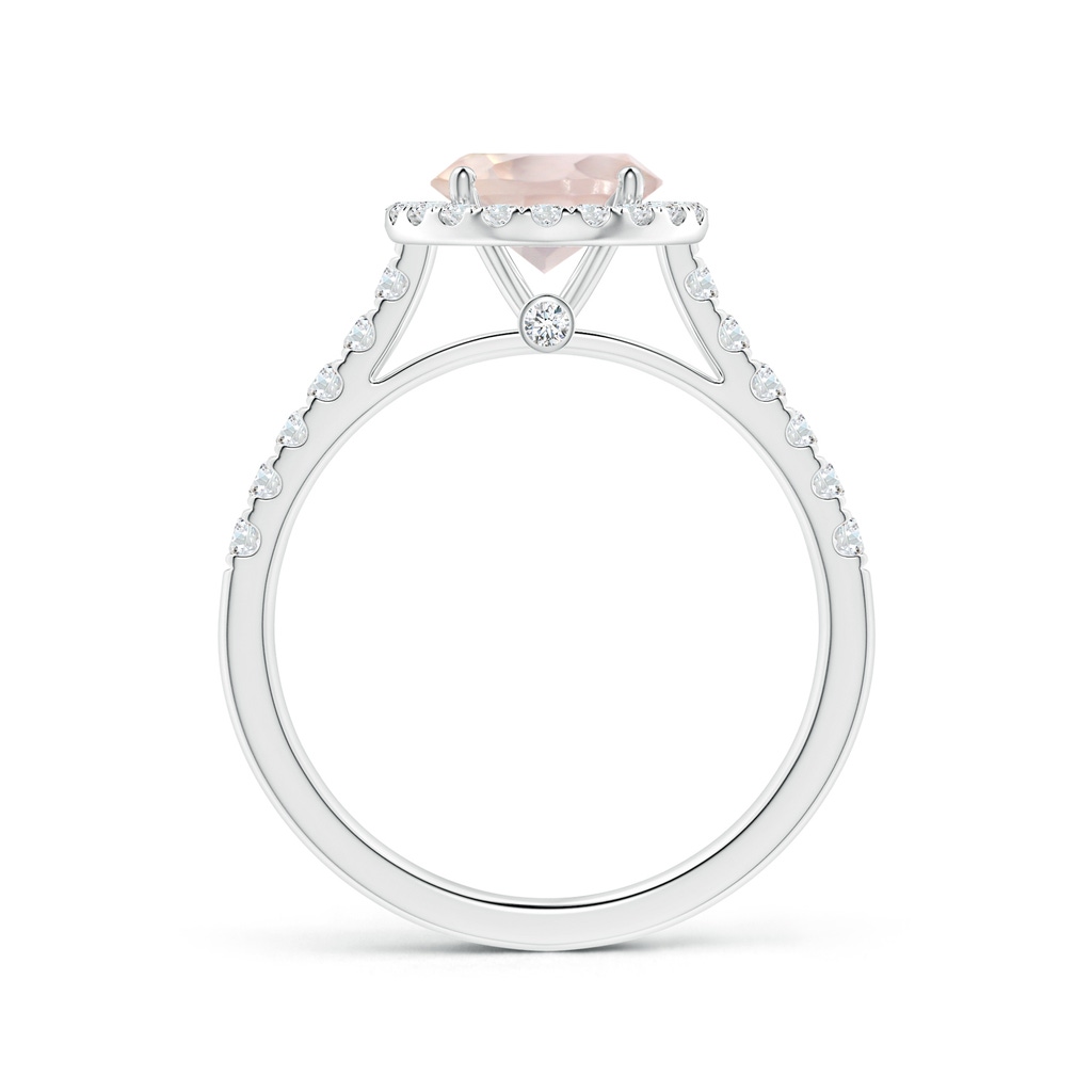 7.10x7.04x4.68mm A GIA Certified Round Rose Quartz Halo Ring with Diamonds in P950 Platinum Side 199