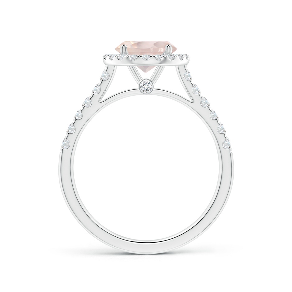 7.10x7.04x4.68mm A GIA Certified Round Rose Quartz Halo Ring with Diamonds in P950 Platinum Side 199