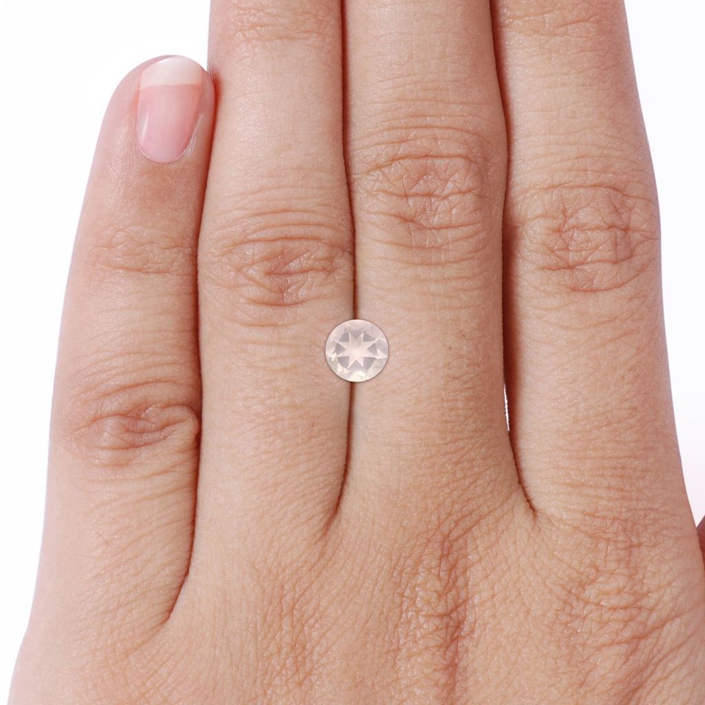 7.10x7.04x4.68mm A GIA Certified Round Rose Quartz Halo Ring with Diamonds in P950 Platinum Side 799