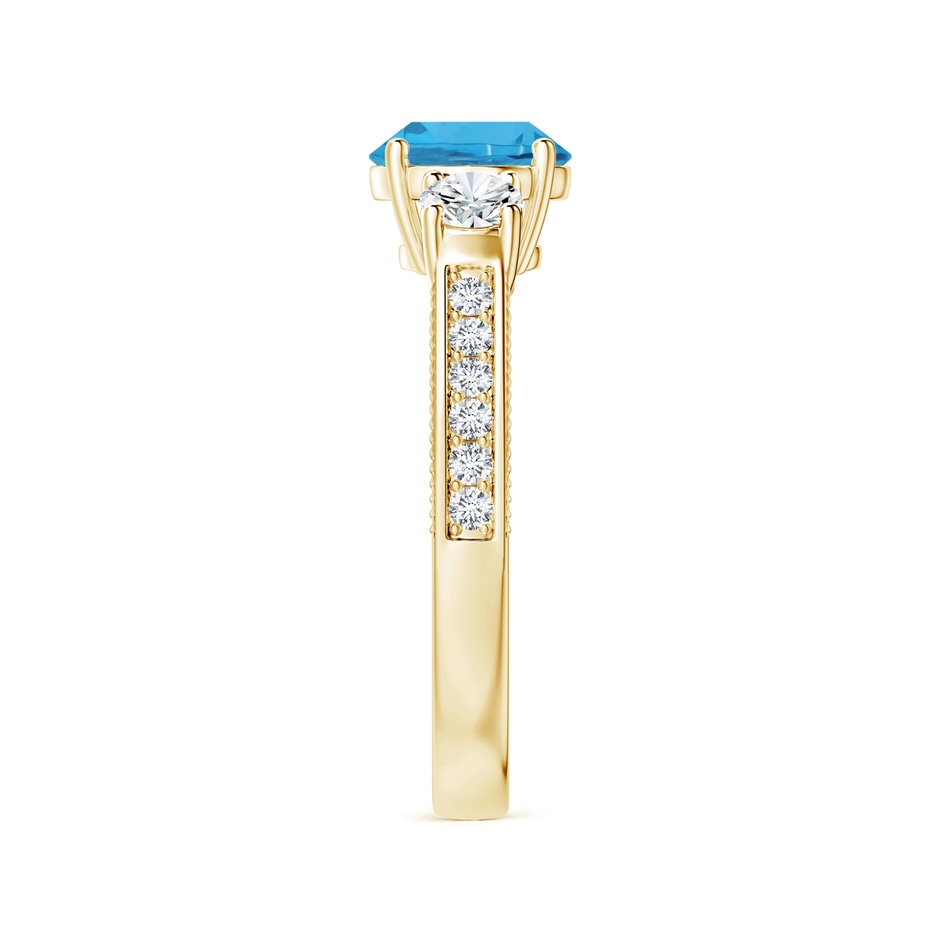 7.25x7.15x4.53mm AAAA GIA Certified Three Stone Swiss Blue Topaz Leaf Ring with Diamonds in 18K Yellow Gold side 399
