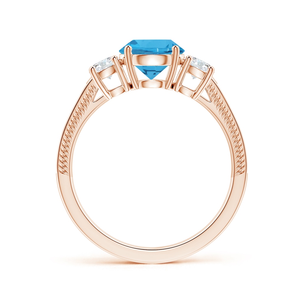 7.25x7.15x4.53mm AAAA GIA Certified Three Stone Swiss Blue Topaz Leaf Ring with Diamonds in Rose Gold - side 199