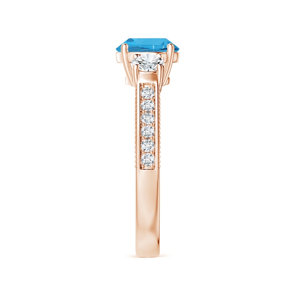 7.25x7.15x4.53mm AAAA GIA Certified Three Stone Swiss Blue Topaz Leaf Ring with Diamonds in Rose Gold side 399