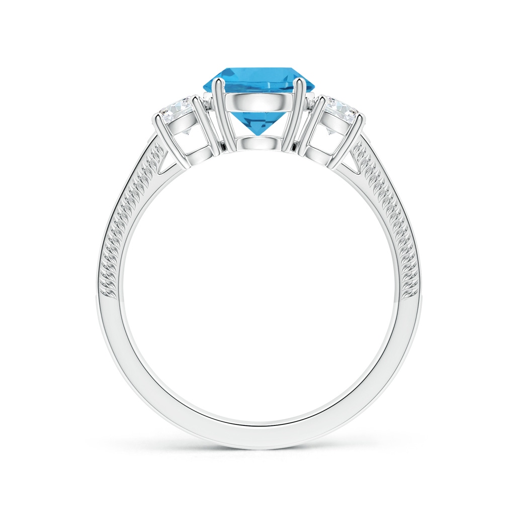 7.25x7.15x4.53mm AAAA GIA Certified Three Stone Swiss Blue Topaz Leaf Ring with Diamonds in White Gold - side 199