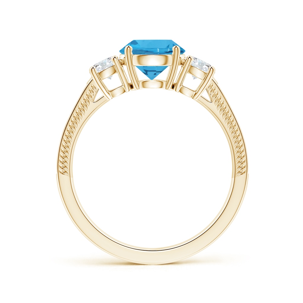 7.25x7.15x4.53mm AAAA GIA Certified Three Stone Swiss Blue Topaz Leaf Ring with Diamonds in Yellow Gold - side 199