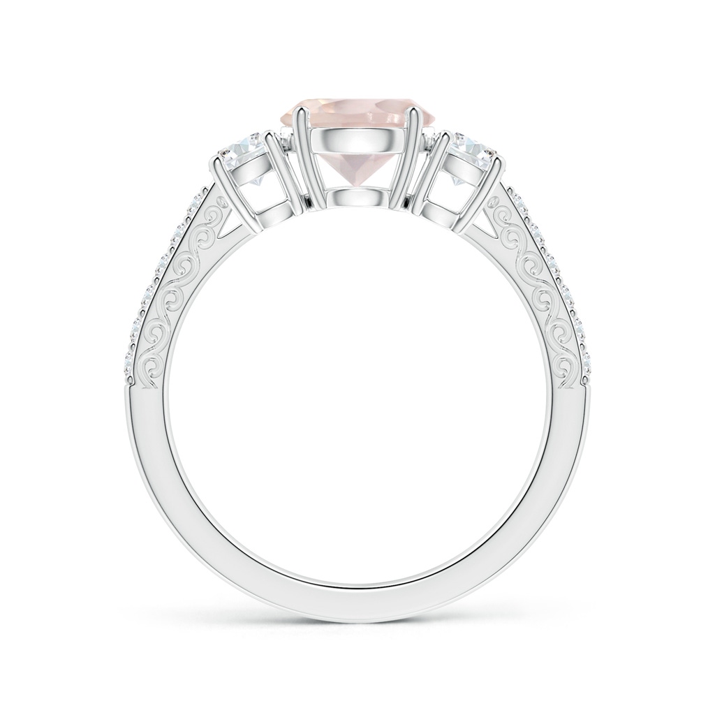 7.10x7.04x4.68mm A GIA Certified Three Stone Rose Quartz Ring with Scrollwork in P950 Platinum Side 199