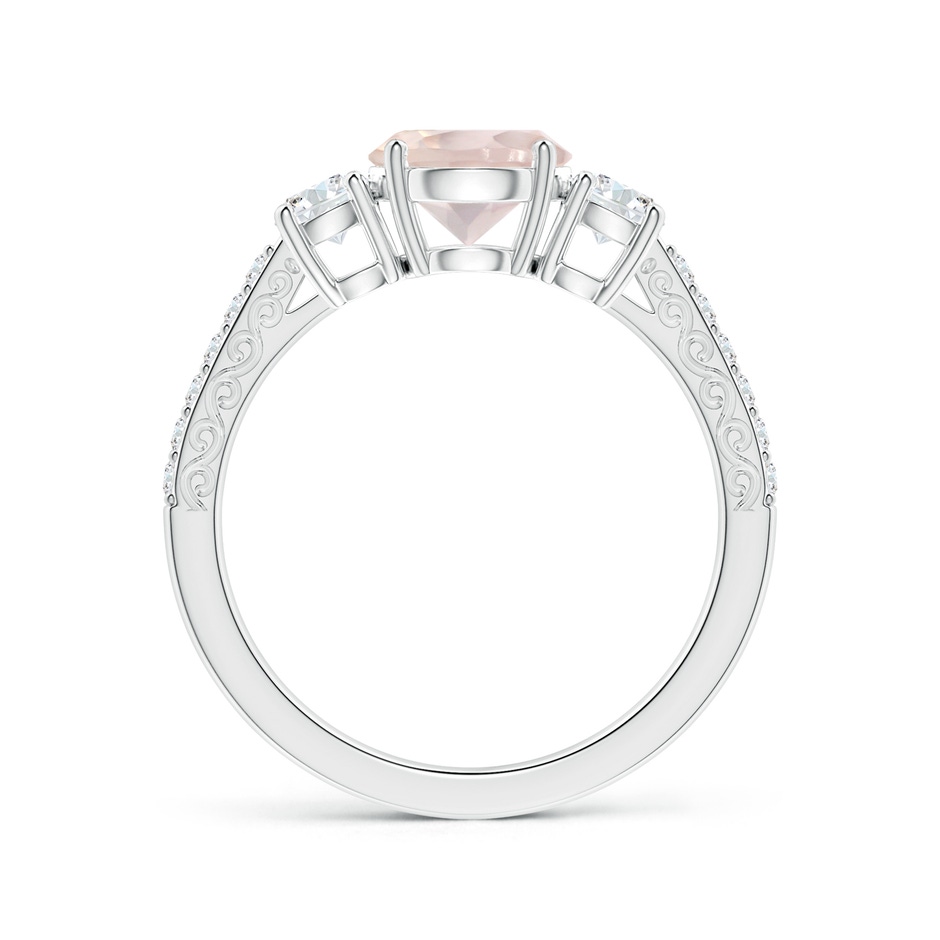 7.10x7.04x4.68mm A GIA Certified Three Stone Rose Quartz Ring with Scrollwork in P950 Platinum Side 199