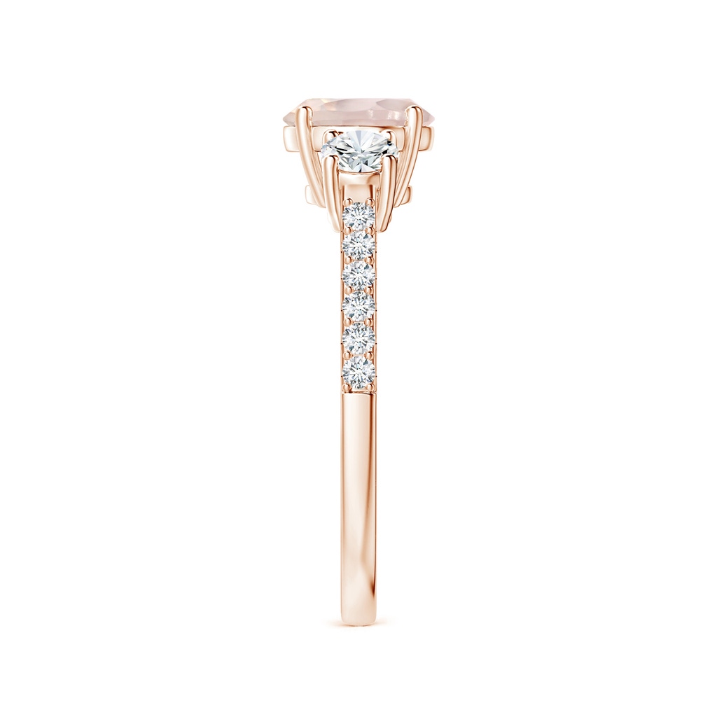 7.10x7.04x4.68mm A GIA Certified Three Stone Rose Quartz Ring with Scrollwork in Rose Gold Side 399
