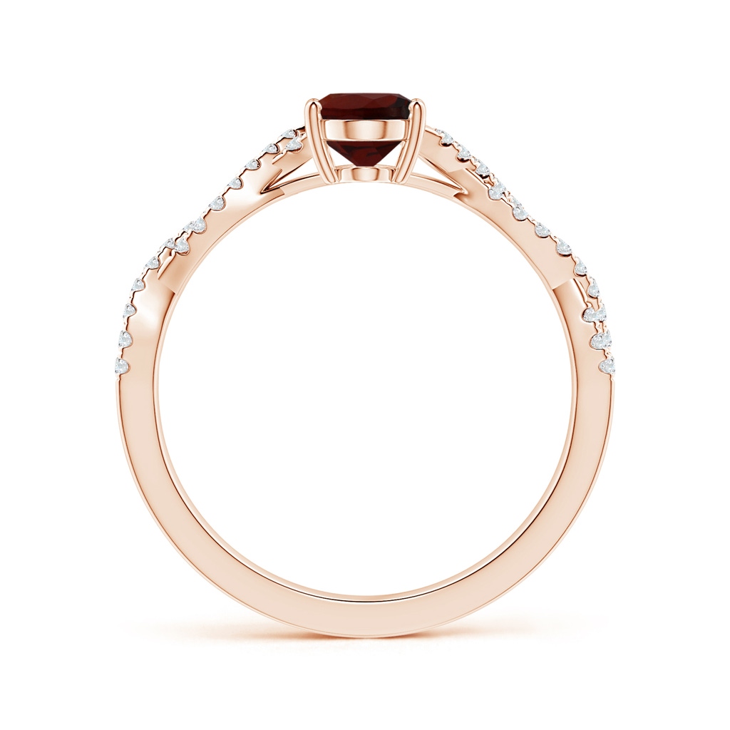 8.16x6.07x3.91mm AAA Prong-Set GIA Certified Oval Garnet Twisted Shank Ring with Diamonds in 9K Rose Gold Side 199