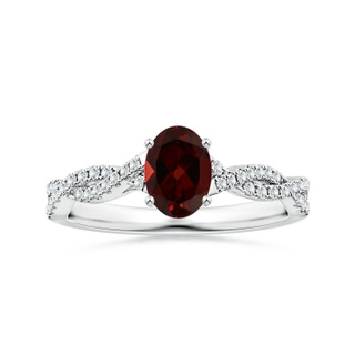 8.16x6.07x3.91mm AAA Prong-Set GIA Certified Oval Garnet Twisted Shank Ring with Diamonds in White Gold