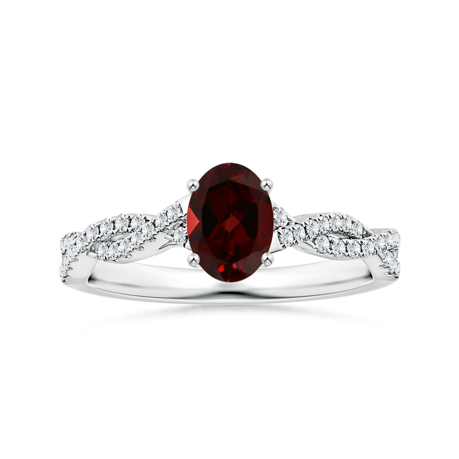 8.16x6.07x3.91mm AAA Prong-Set GIA Certified Oval Garnet Twisted Shank Ring with Diamonds in White Gold 