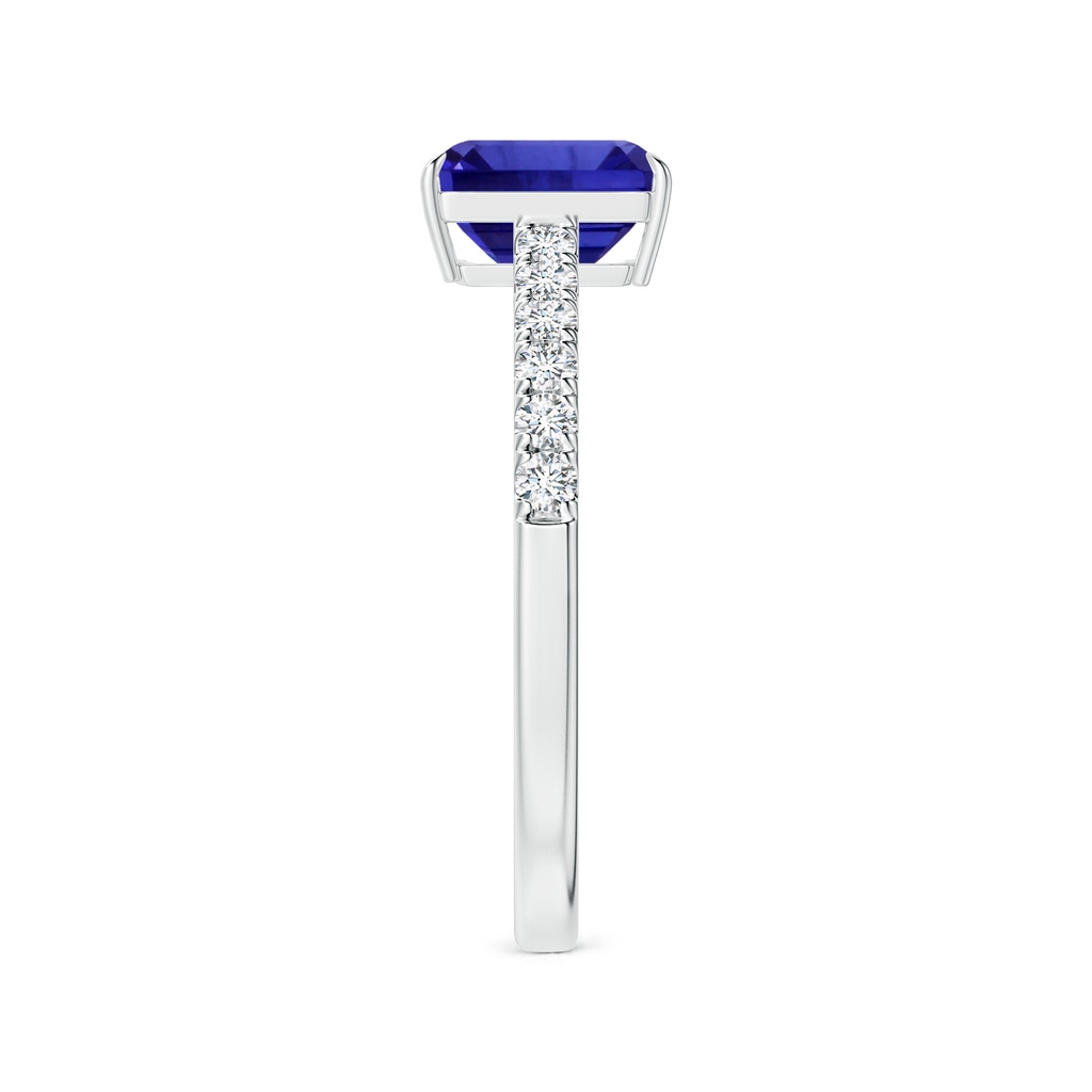 8.14x6.11x4.40mm AAAA GIA Certified Claw-Set Emerald-Cut Tanzanite Ring with Diamonds in White Gold Side 399