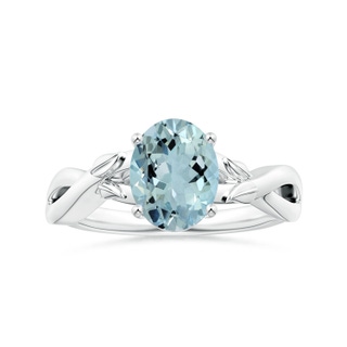 9.91x7.81x5.24mm AA GIA Certified Prong-Set Solitaire Oval Aquamarine Nature Inspired Ring in P950 Platinum