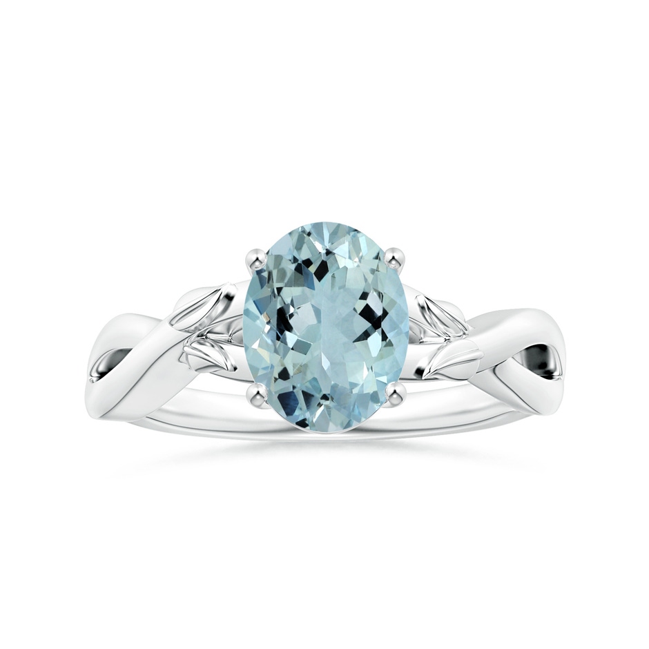 9.91x7.81x5.24mm AA GIA Certified Prong-Set Solitaire Oval Aquamarine Nature Inspired Ring in White Gold 