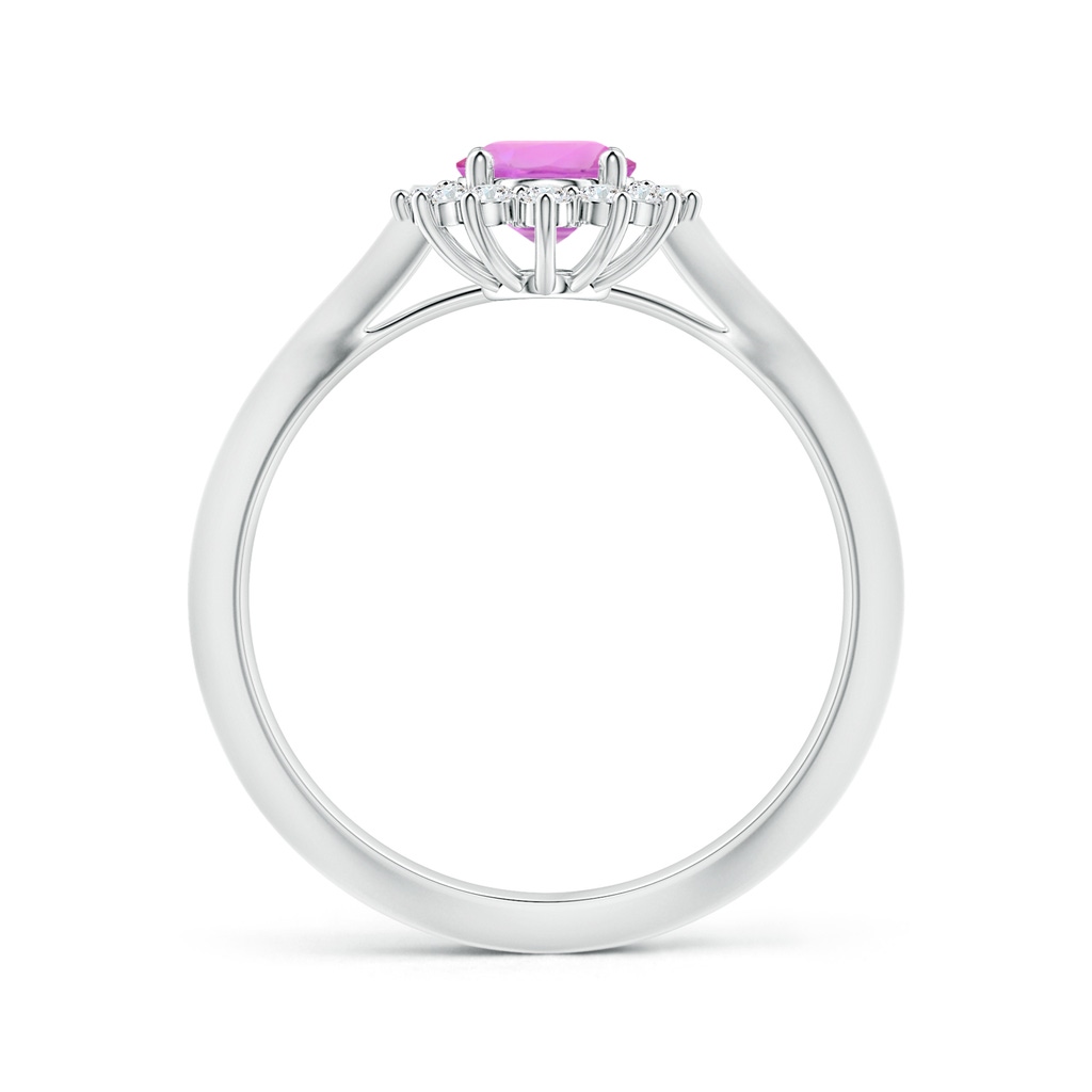 7.11x4.97x2.35mm AAAA Princess Diana Inspired Oval Pink Sapphire Knife-Edge Ring with Halo in P950 Platinum Side 199