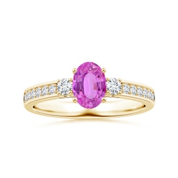 Oval Pink Sapphire Halo Ring with Diamond Accents
