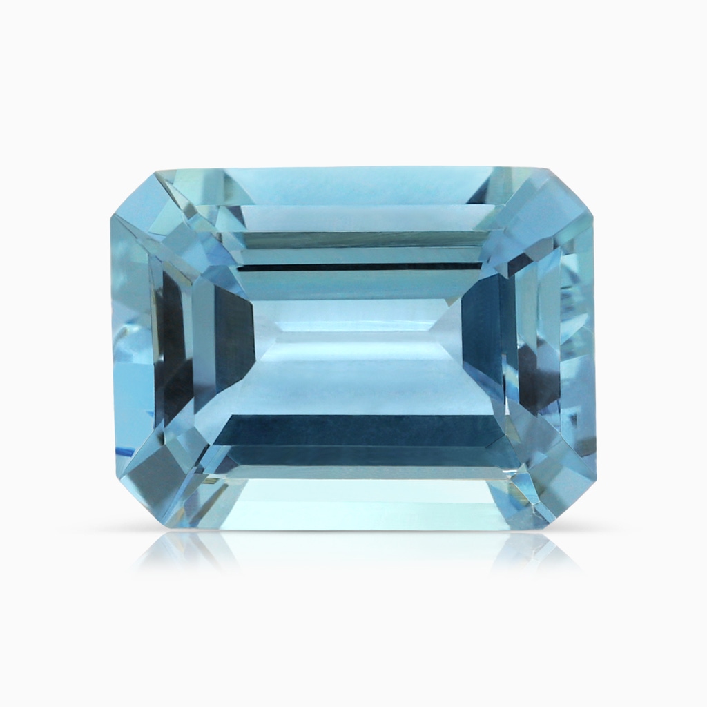 9.12x7.16x4.26mm AA GIA Certified Emerald-Cut Aquamarine Three Stone Tapered Shank Ring in 10K Yellow Gold Side 699