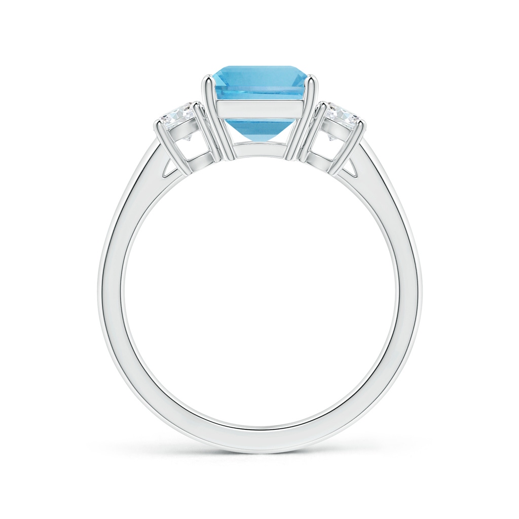 9.12x7.16x4.26mm AA GIA Certified Emerald-Cut Aquamarine Three Stone Tapered Shank Ring in 18K White Gold Side 199