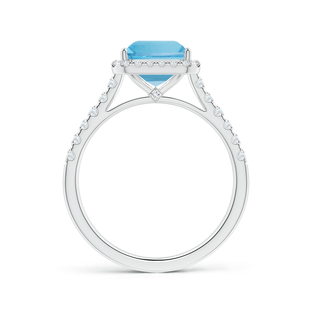 9.12x7.16x4.26mm AA Emerald-Cut Aquamarine Halo Ring with Diamonds in P950 Platinum Side 199