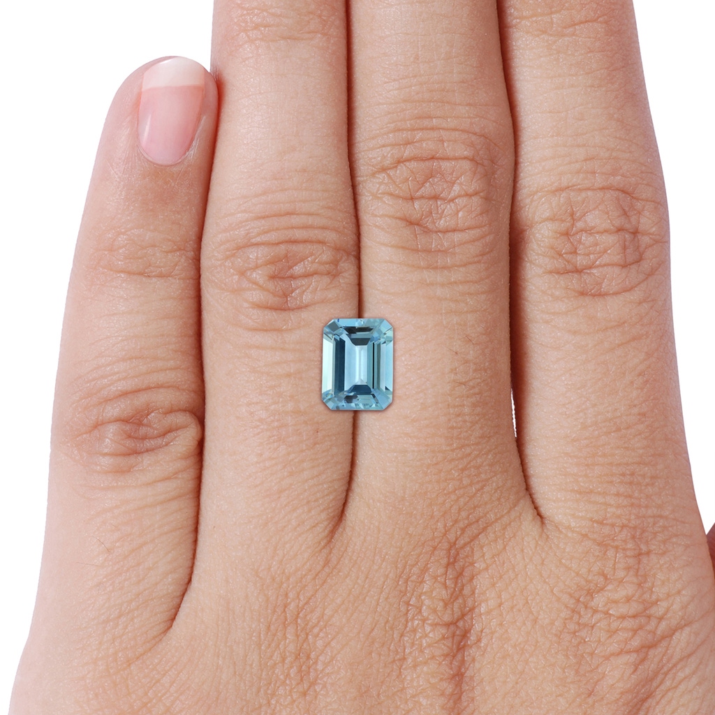 9.12x7.16x4.26mm AA Emerald-Cut Aquamarine Halo Ring with Diamonds in P950 Platinum Side 799