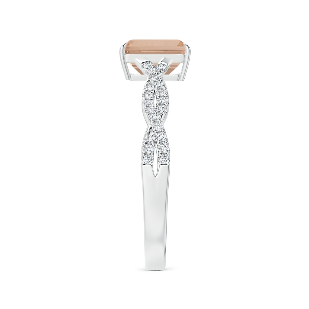8.11x6.03x4.13mm AAA Claw-Set GIA Certified Emerald-Cut Morganite Ring with Diamond Twist Shank in White Gold Side 399