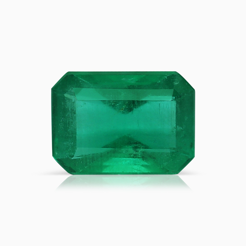 7.12x5.09x3.31mm AA GIA Certified Emerald-Cut Emerald Three Stone Ring with Reverse Tapered Shank in P950 Platinum Side 699