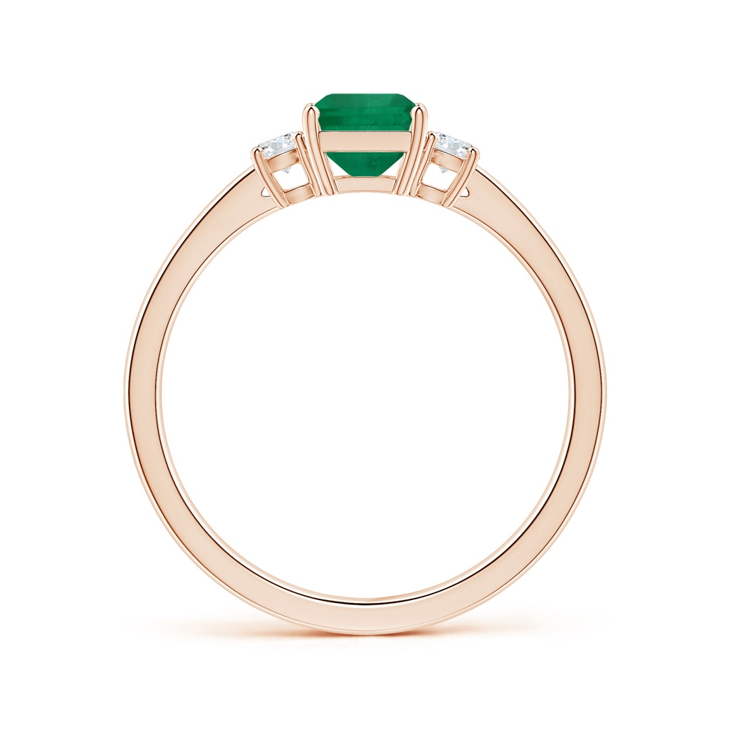 7.12x5.09x3.31mm AA GIA Certified Emerald-Cut Emerald Three Stone Ring with Reverse Tapered Shank in Rose Gold Side 199