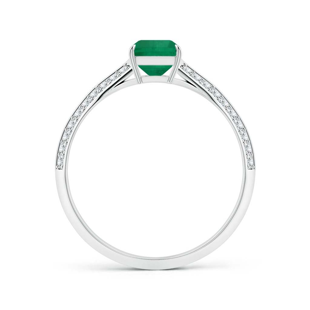 7.12x5.09x3.31mm AA Claw-Set GIA Certified Emerald-Cut Emerald Ring with Knife-Edged Diamond Shank in P950 Platinum Side 199