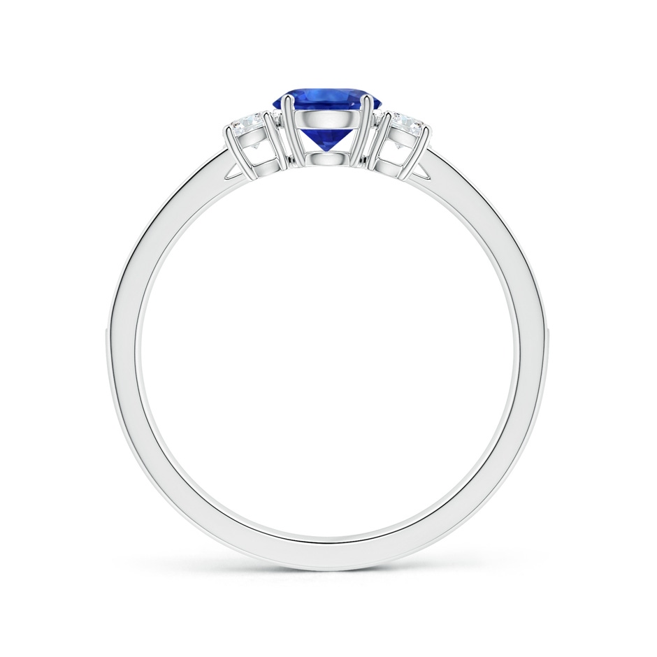 6.00x5.97x3.42mm AAAA Blue Sapphire Three Stone Ring with Diamonds in 18K White Gold side 199