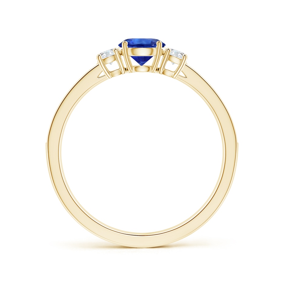 6.00x5.97x3.42mm AAAA Blue Sapphire Three Stone Ring with Diamonds in 18K Yellow Gold side 199
