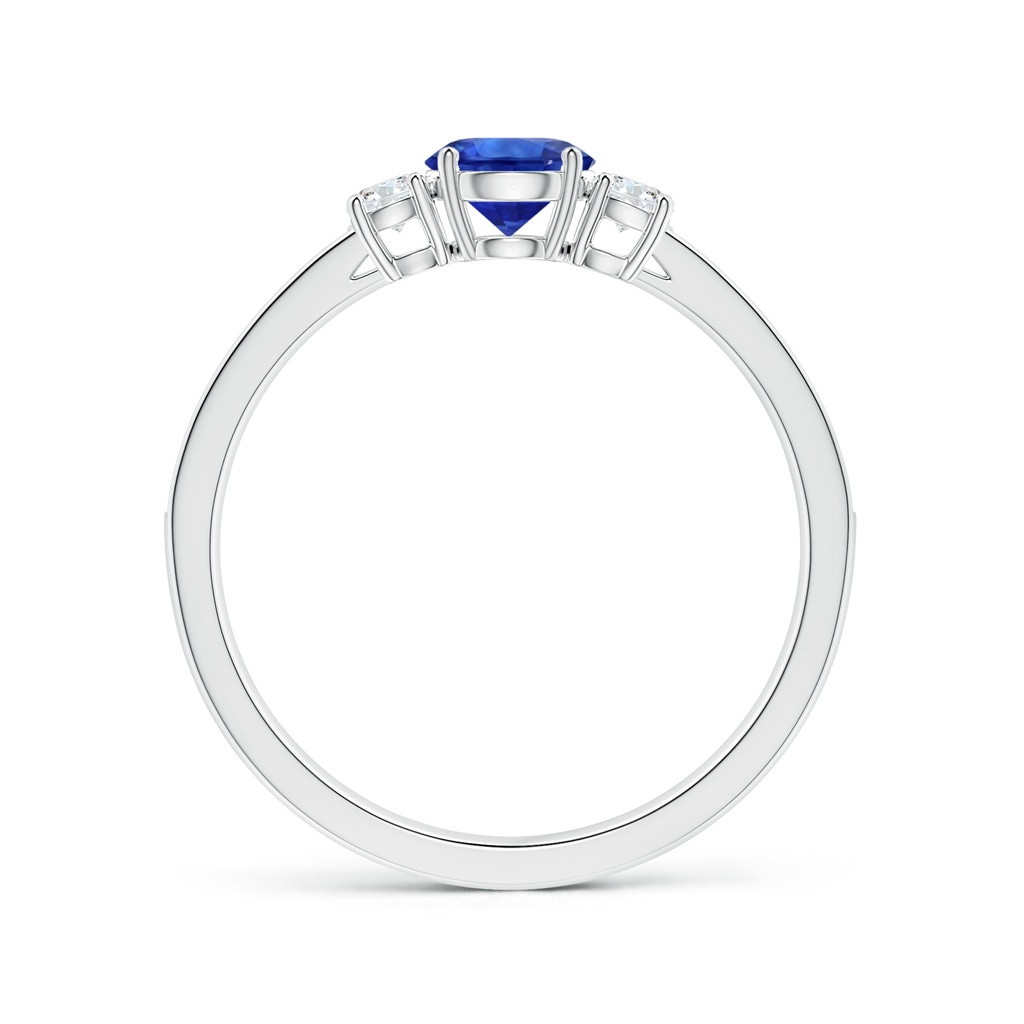 6.00x5.97x3.42mm AAAA Blue Sapphire Three Stone Ring with Diamonds in P950 Platinum - side 199
