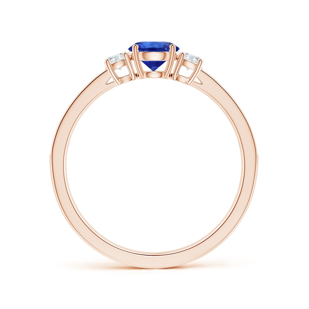 6.00x5.97x3.42mm AAAA Blue Sapphire Three Stone Ring with Diamonds in Rose Gold - side 199