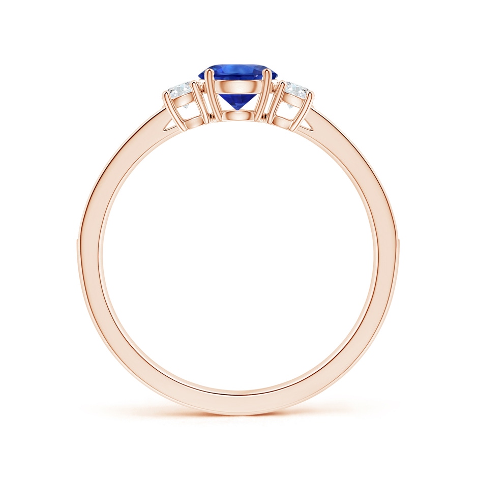 6.00x5.97x3.42mm AAAA Blue Sapphire Three Stone Ring with Diamonds in Rose Gold side 199