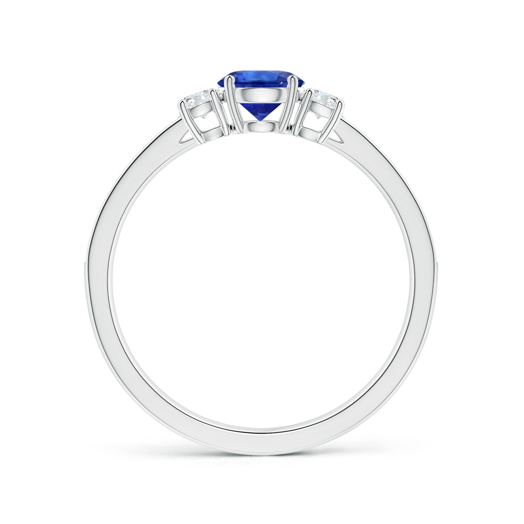 6.00x5.97x3.42mm AAAA Blue Sapphire Three Stone Ring with Diamonds in White Gold Side 199