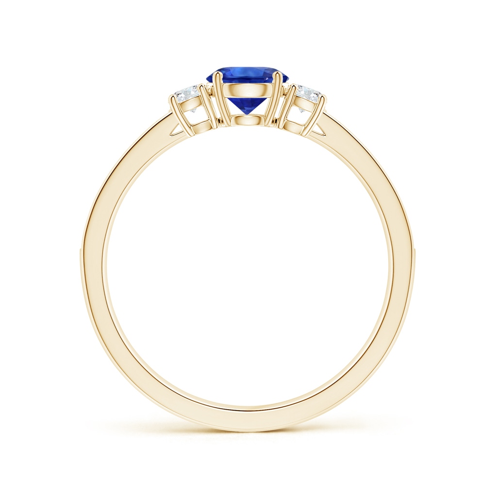 6.00x5.97x3.42mm AAAA Blue Sapphire Three Stone Ring with Diamonds in Yellow Gold - side 199