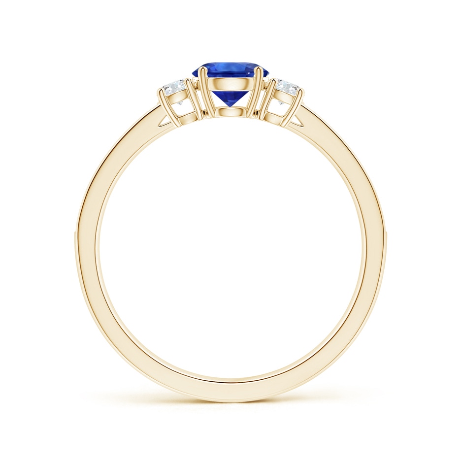 6.00x5.97x3.42mm AAAA Blue Sapphire Three Stone Ring with Diamonds in Yellow Gold side 199