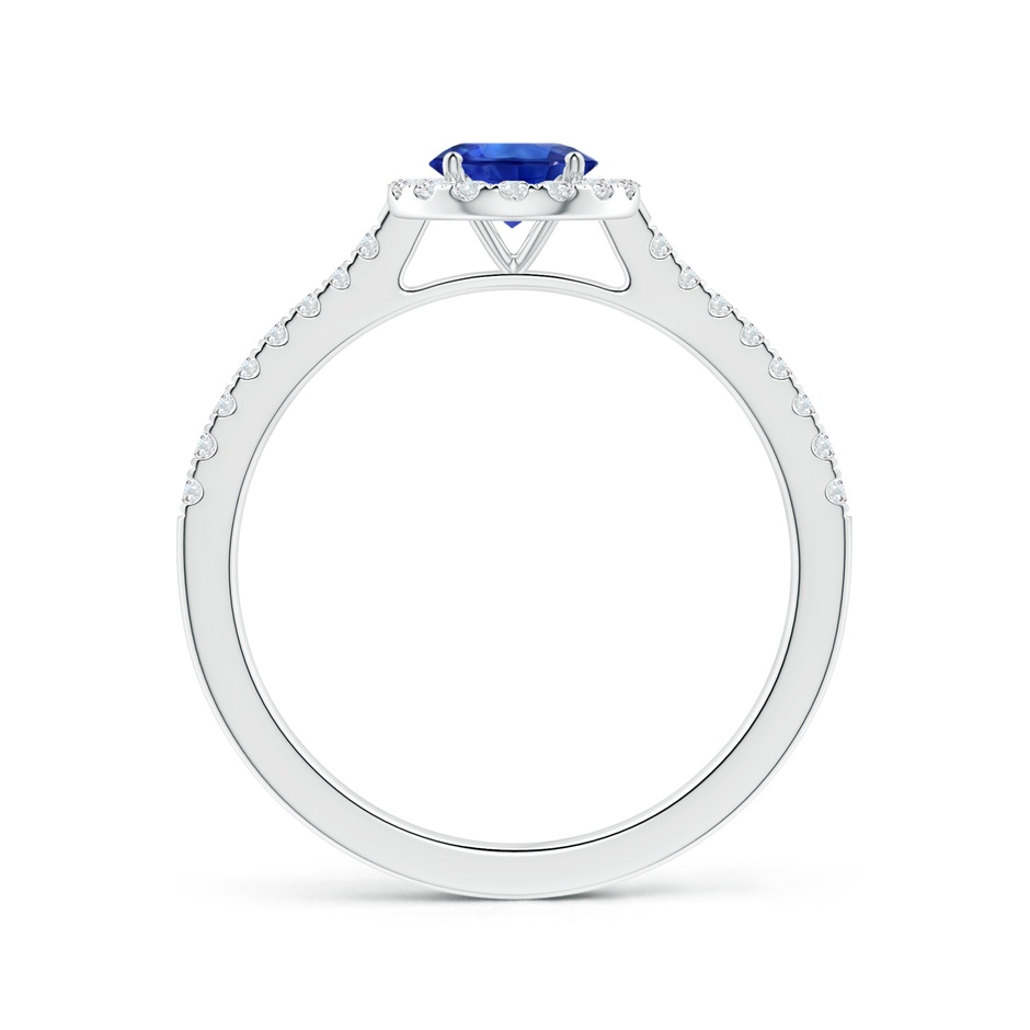 6.00x5.97x3.42mm AAAA Blue Sapphire Halo Ring with Reverse Tapered Shank in 18K White Gold side 199