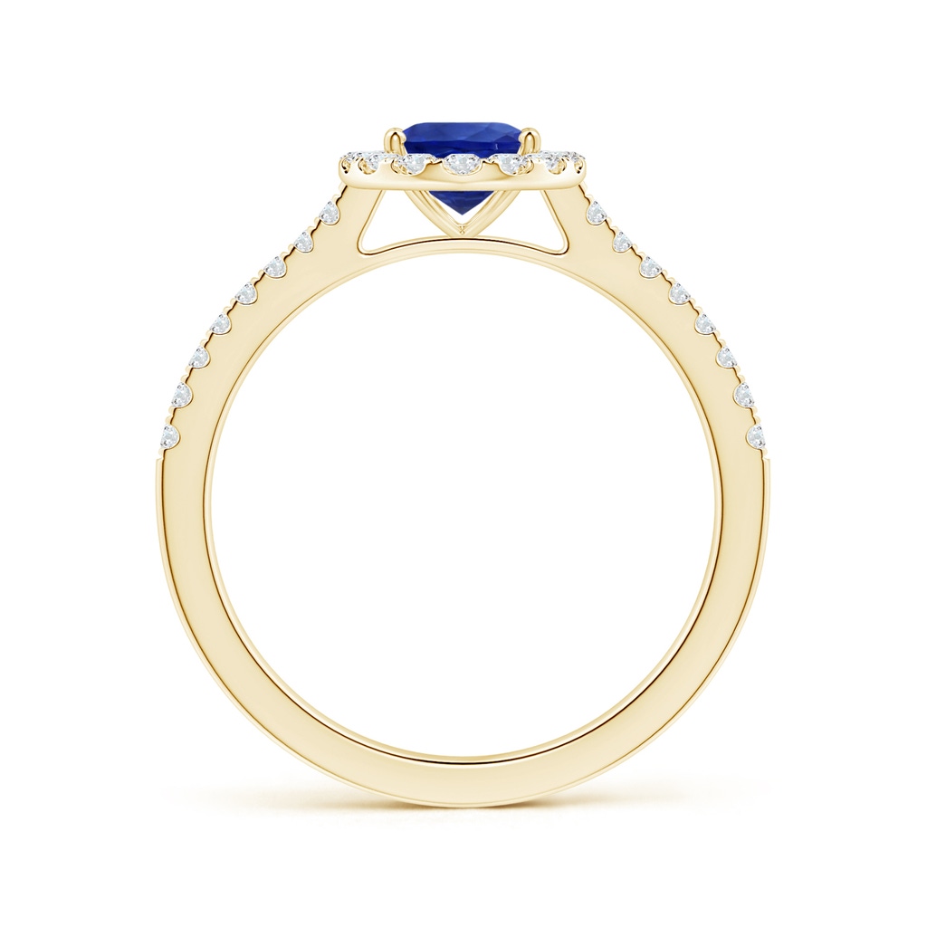 8.15x6.10x3.74mm AA Oval Blue Sapphire Halo Ring with Reverse Tapered Shank in 18K Yellow Gold Side 199